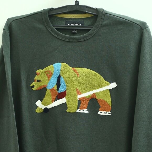 BONOBOS Critter Supersoft Fleece Crew Sweater Embroidered Long Sleeve XL 283299 - Picture 3 of 7